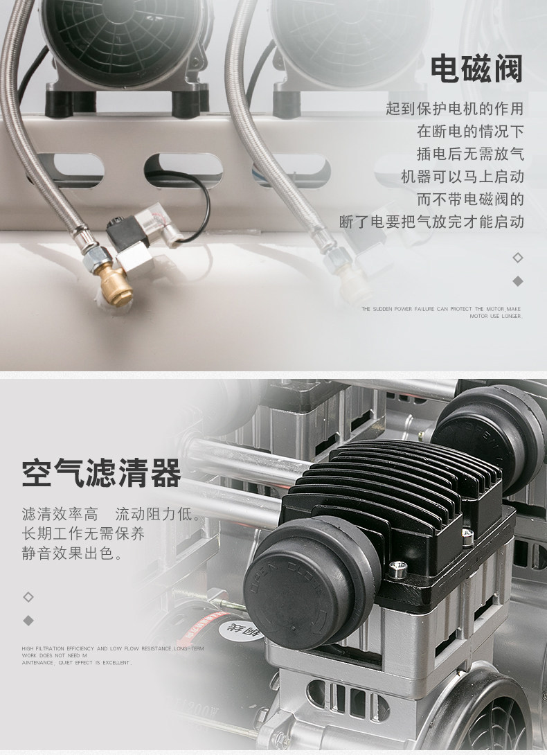 Hurricane oil-free silent air compressor 110V air compressor air pump for industrial, auto repair, and home use