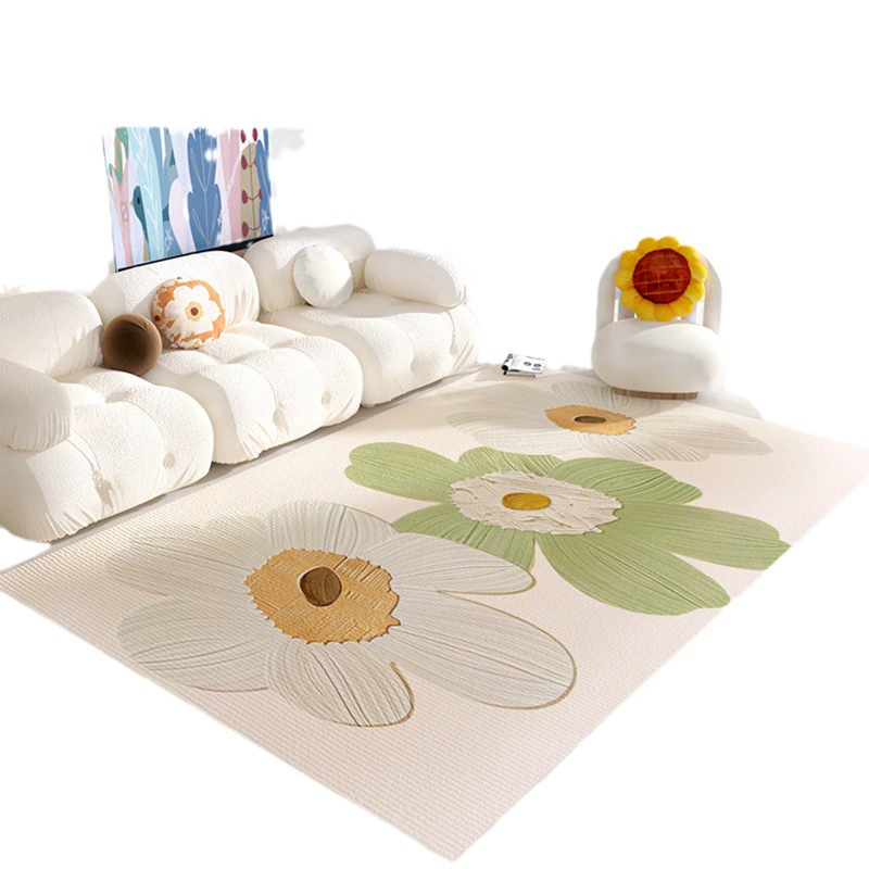 Carpet rug for living room, non-slip home carpet, simple elegant floral design, multiple sizes 40×60–200×300 cm