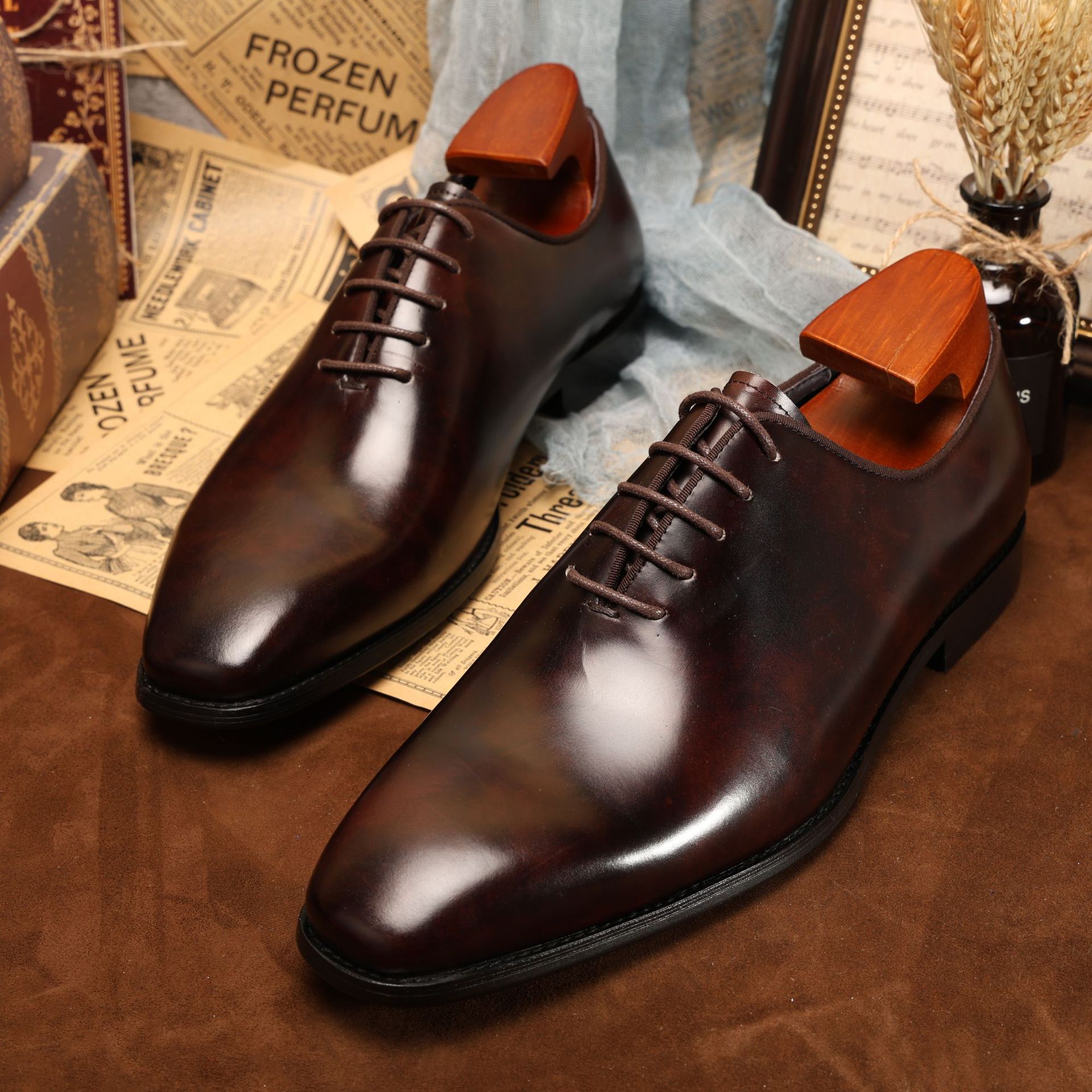 Men\'s Oxfords Casual Dress Shoes Leather Lace Up Business Oxford Shoes Tops New Mens Oxfords Dress Shoes Formal Business Original  main image 2