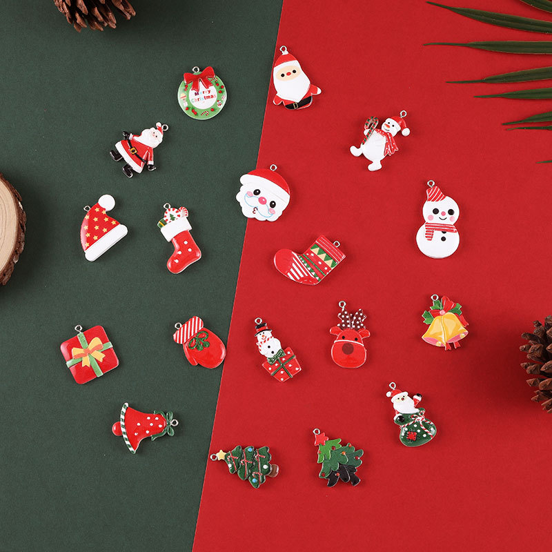 Resina navideña con anillo colgante pequeño colgante accesorios de joyería DIY suministros de decoración de árboles de Navidad adornos colgantes pequeños