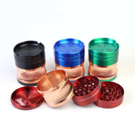 跨境热卖新款槽口磨烟器直径63mm研磨器锌合金四层碎烟器金属烟