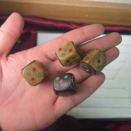 藏式牛骨骰子孔道镶嵌钉珠雕刻背云DIY文玩佛珠饰品配件手链项链