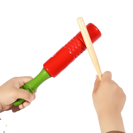 Wooden Single Ring Tube Children's Percussion Instrument Kindergarten Orff Music Teaching Aids Single Ring High and Low Bangzi Frog Ring Tube