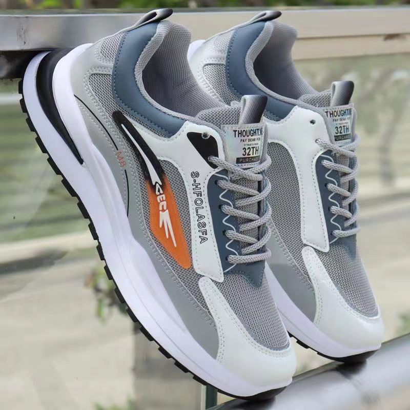 Męskie modne jesienno-zimowe nowe, swobodne, miękkie podeszwy, czarne skórzane buty sportowe do biegania, buty dla taty_voghion.com