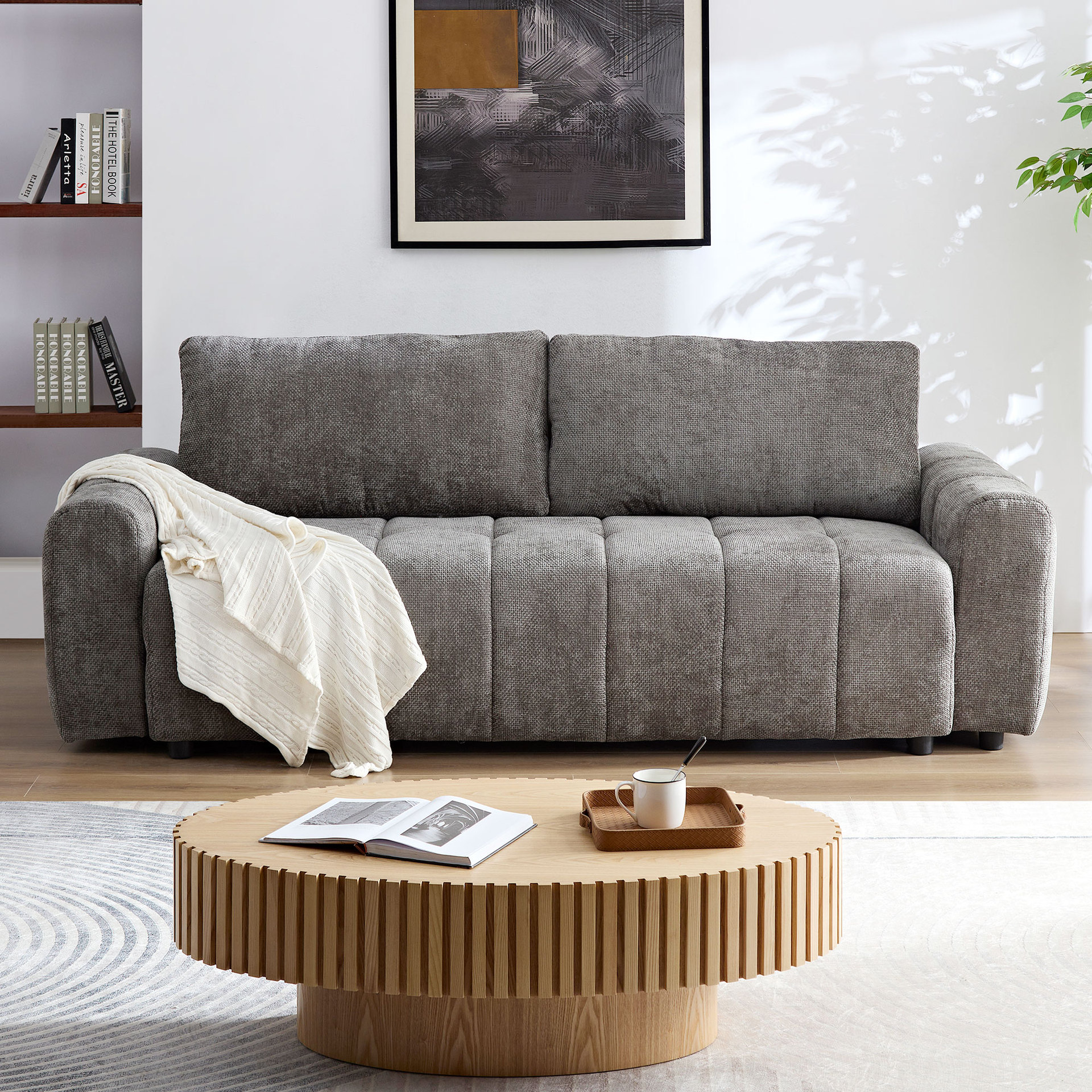 Sofá de viento de crema de gato garra de tela de alquiler de apartamento sala de estar dormitorio simple sofá de viento