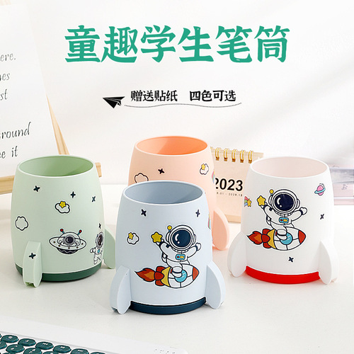 Creative Multi-functional Small Rocket Pen Holder, Desk Organizer Cartoon Cute Student Large Capacity Office Desk DIY Pen Tower