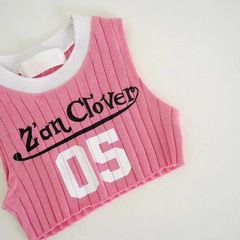 23rd summer cotton round neck striped letter sleeveless vest T-shirt