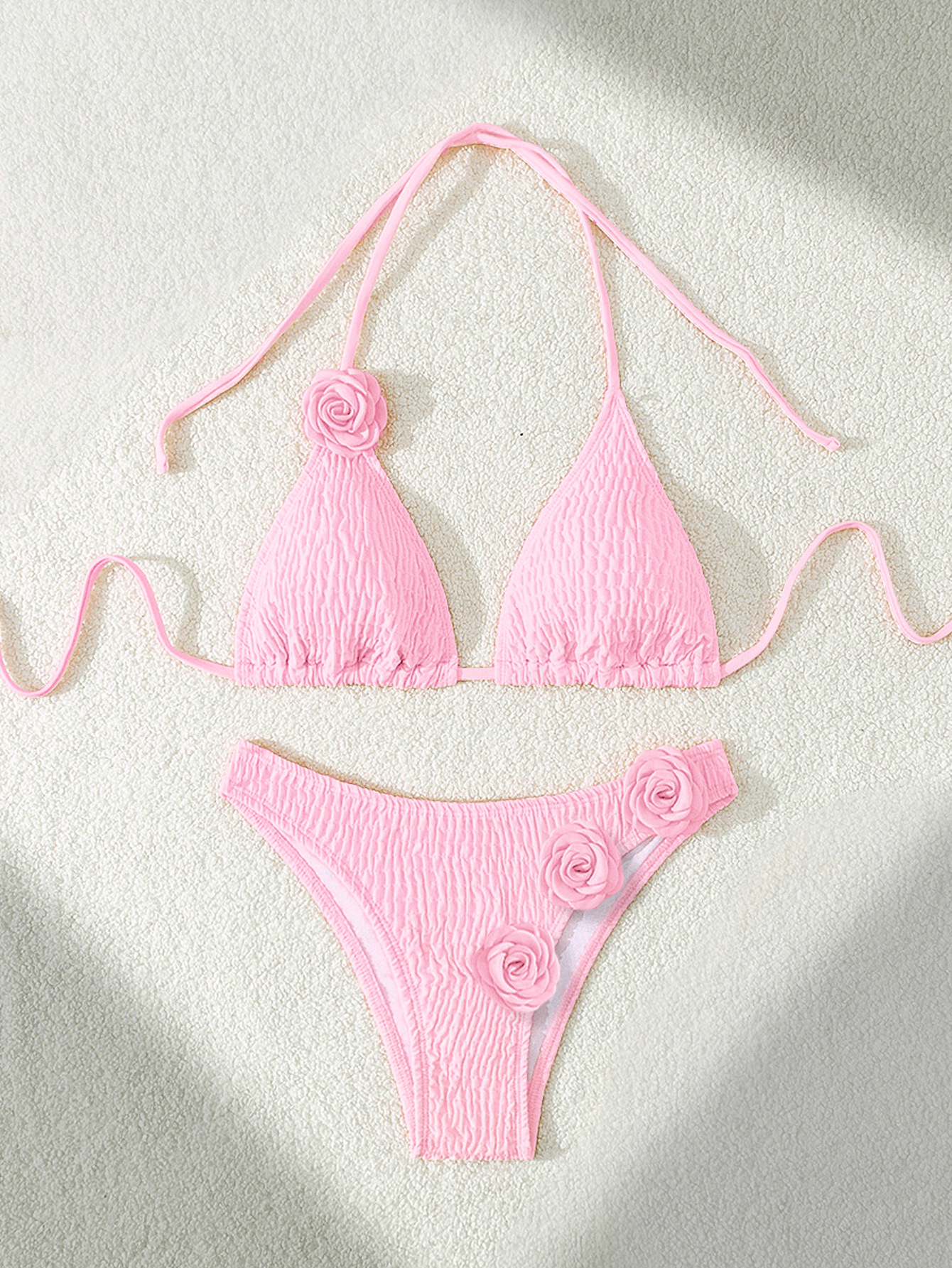 Hot sale transfronterizo amazon correa sexy trajes de baño 3D flor tridimensional bikini mujer surf trajes de playa