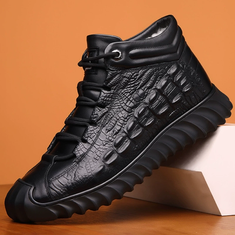 Взрывные кожаные мужские хлопчатобумажные ботинки хлопчатобумажные сапоги пилотные горячие ботинки плюс бархат теплые и теплые снежные сапоги