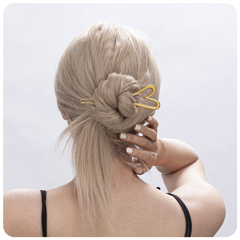 Tina transfronteriza amor acero inoxidable chapado 18K oro disco bola pelo pinzas de pelo joyería de moda para mujeres al por mayor