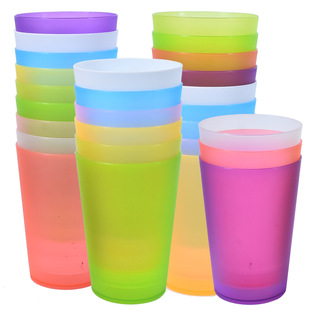 Wide Mouth Solid Color Plastic Water Cup Horn Creative Wide Mouth Outdoor Food and Beverage Beer Cup Brushing Mouth Cup