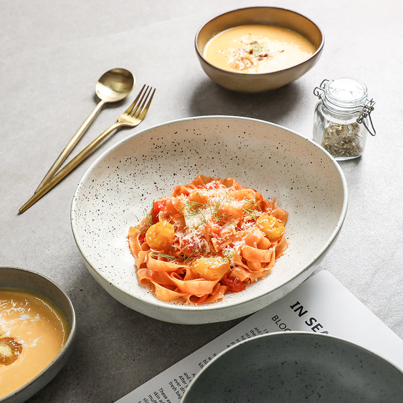 陶瓷复古异形碗创意米饭沙拉碗水果碗2025新款菜碗商用釉下彩汤碗