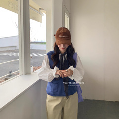 【You Think】十三行ins时尚通勤V领双口袋叠穿百搭毛衣马甲上衣