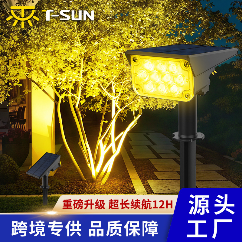 跨境太阳能草坪灯 户外景观LED射灯花园别墅庭院地插式草地照树灯|undefined