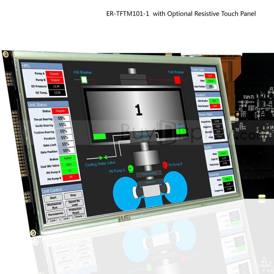 10.1寸TFT LCD彩色液晶显示屏配RA8876控制板/并串口/可配触摸屏
