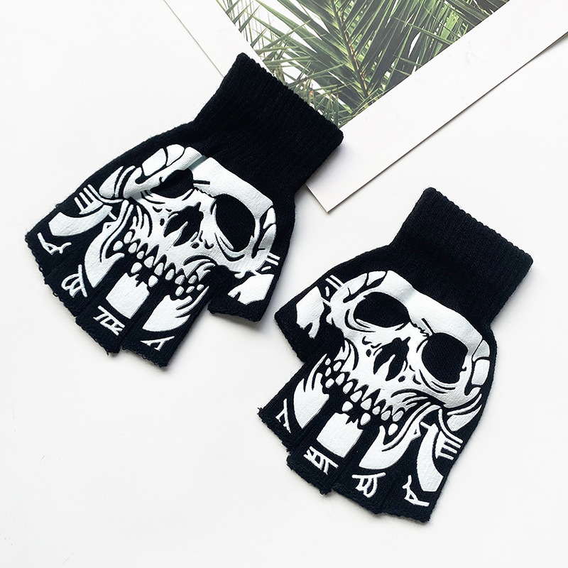 亚马逊欧美跨境夜光骷髅头骨爪手套万圣节发光手套Skull Gloves|undefined