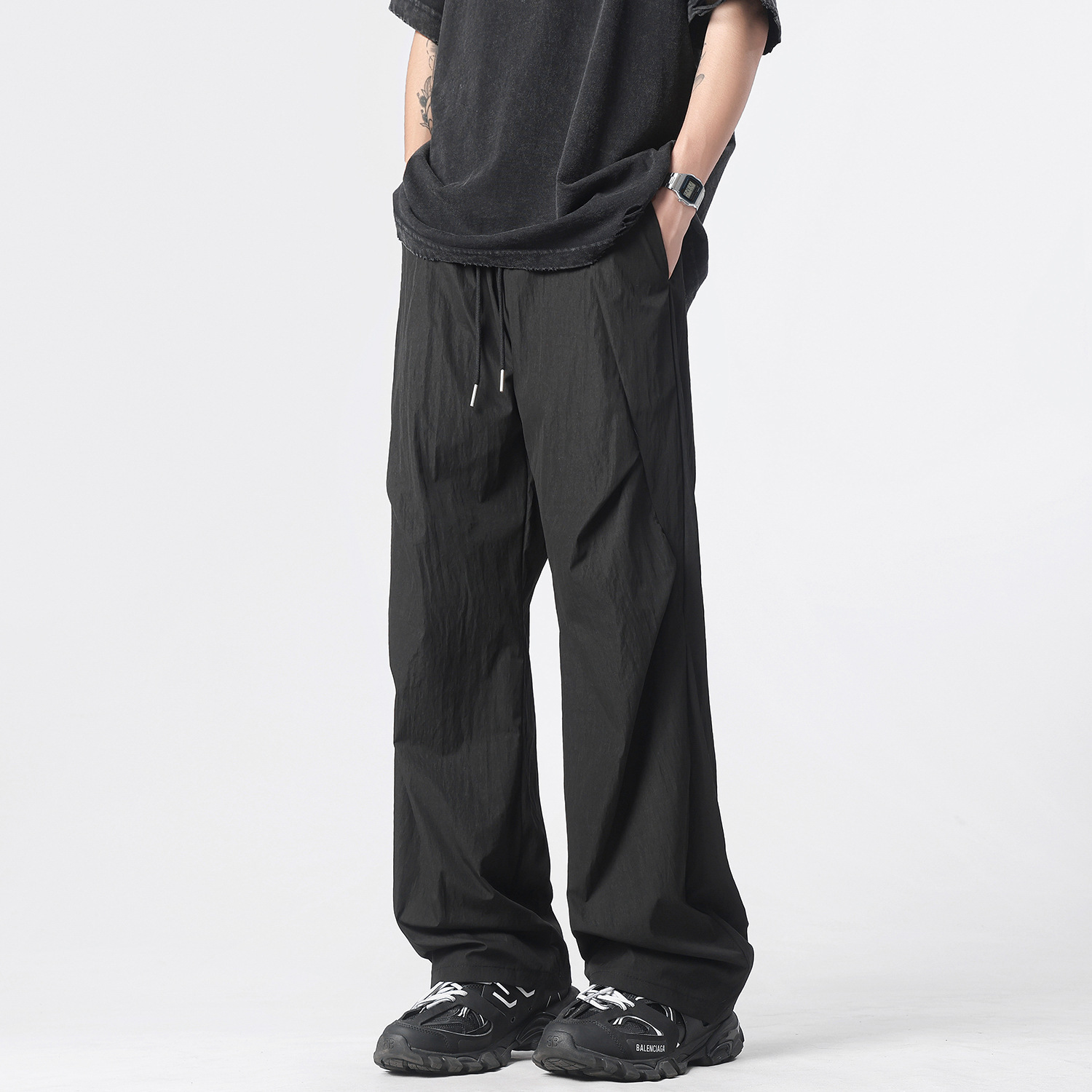 2025 Outdoor Paratrooper Assault Pants Men's Summer Trendy Brand Pleated Design Drapey Wide Leg Pants Straight-Leg Casual Pants