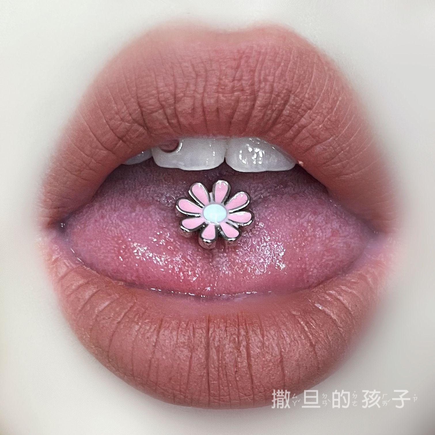 Labret stud lip piercing jewelry styling detail