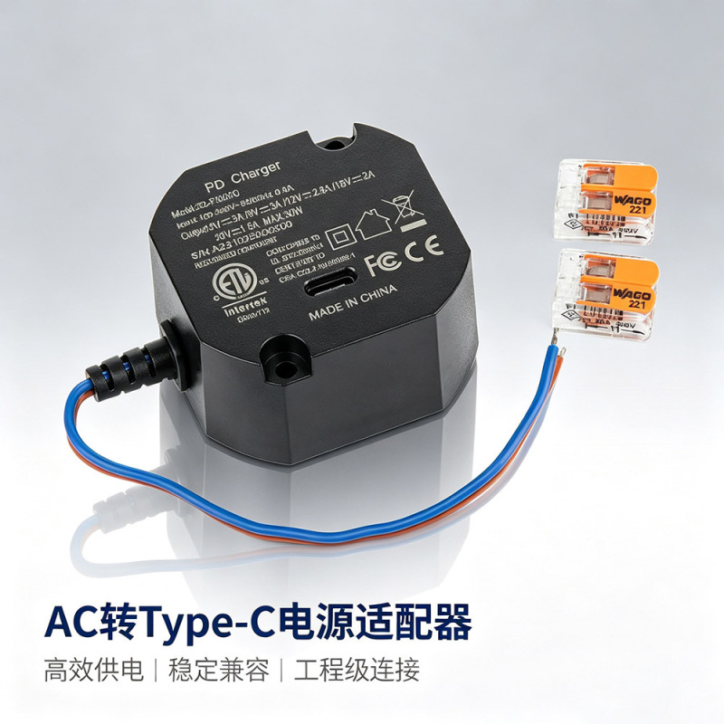 AC to TYPE-C power converter with PD3.0 charging protocol, input 100-240V wide voltage, output 5V-20V AC to TYPE-C power converter with PD3.0 charging protocol, input 100-240V wide voltage, output 5V-20V