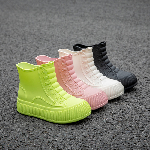 Waterproof, Non-Slip, Short-Height Rain Boots for Women – Korean-Style Casual Rubber Shoes with Cotton Lining for Outdoor Wear