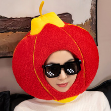 春节 大红灯笼头套帽子 毛绒头套 拍照道具 卡通头套 表演道具