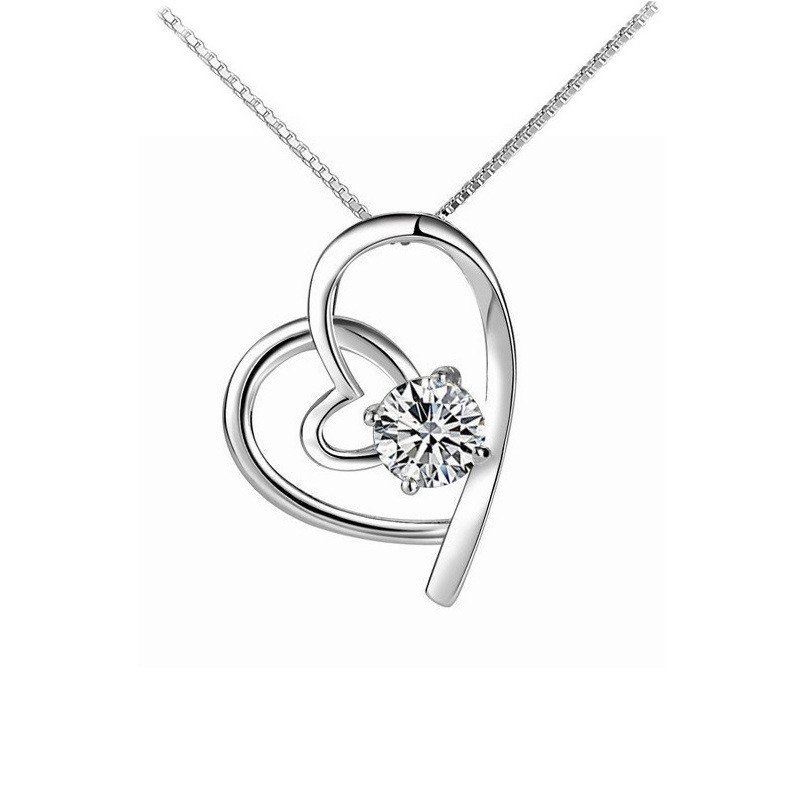 단일 지르코늄 이중층 러브 하트(체인은 포함되지 않음)