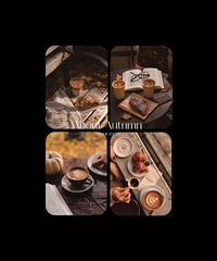 【Autumn Coffee】Designer Coffee Shop Multi-Size Combination Wall Sticker Core Installation