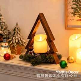 跨境圣诞节装饰摆件橱窗派对氛围感蜡烛台立体圣诞树装饰香薰烛台