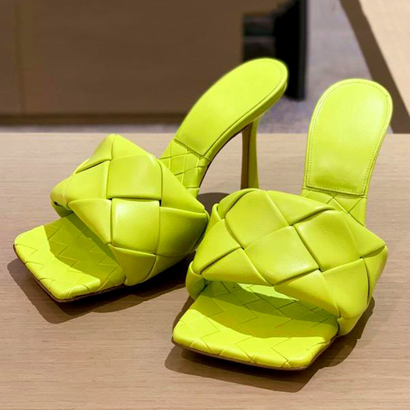 2023 New Summer Style Woven High-Heeled Square-Toe Woven Sandals Multi-Color Stiletto European and American Cross-Border Large Size Sandals for Women 2023 New Summer Style Woven High-Heeled Square-Toe Woven Sandals Multi-Color Stiletto European and American Cross-Border Large Size Sandals for Women
