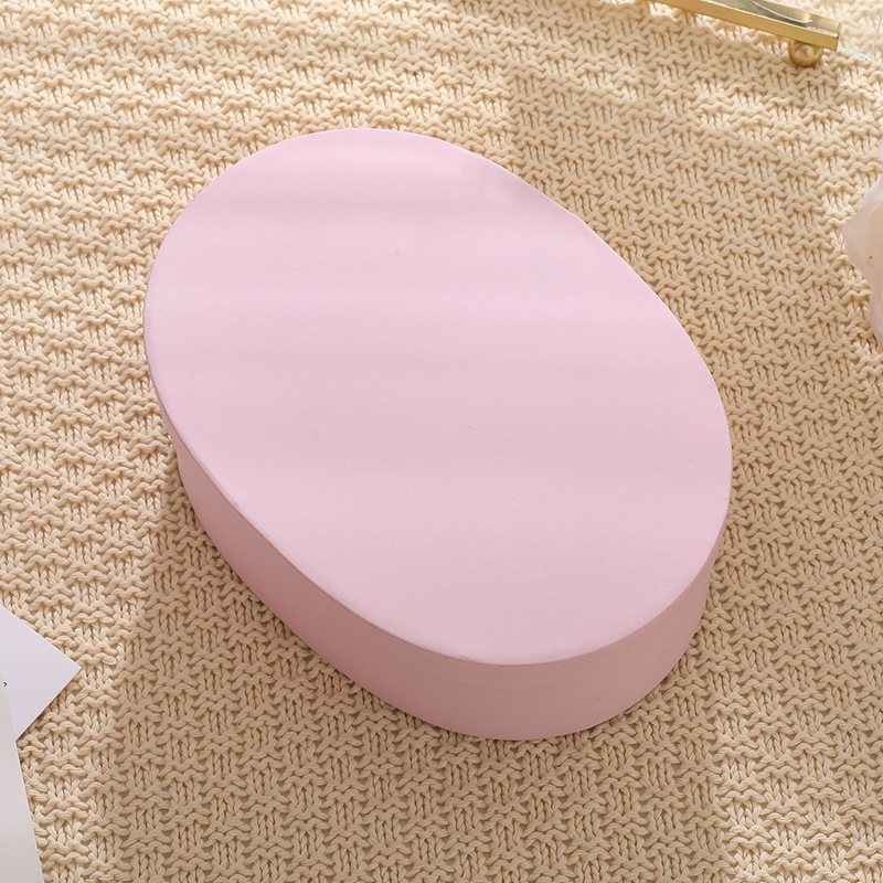 Caja de regalo ovalada de papel kraft para hornear, caja de embalaje para galletas de cumpleaños estilo Xiaohongshu INS, caja de regalo para damas de honor