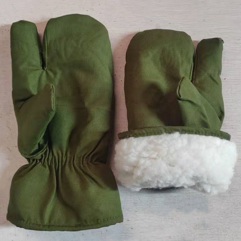 Three-Finger Cotton Gloves, Five-Finger Cotton Gloves, Polyester Cotton Gloves, Wear-Resistant, Thickened, Pure Polyester Cotton, Winter Thickened for Warmth