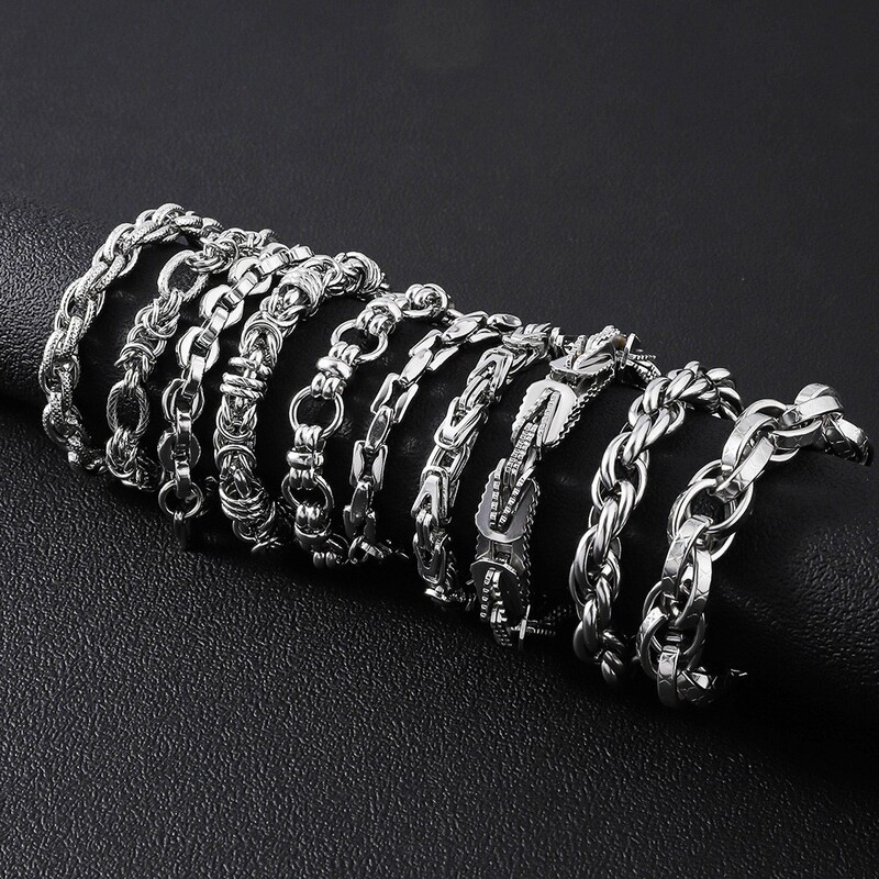 Cross-Border Popular Stainless Steel Men's Bracelet, Simple and Bold Punk Style, High-End Cuban Titanium Steel Bracelet, Men's Jewelry Cross-Border Popular Stainless Steel Men's Bracelet, Simple and Bold Punk Style, High-End Cuban Titanium Steel Bracelet, Men's Jewelry