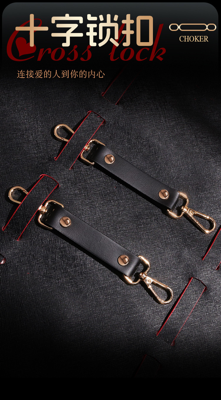 Jiuai SM Handcuffs Bondage Set 9-Piece PU Restraint Kit with Red Storage Pouch — detail image 10
