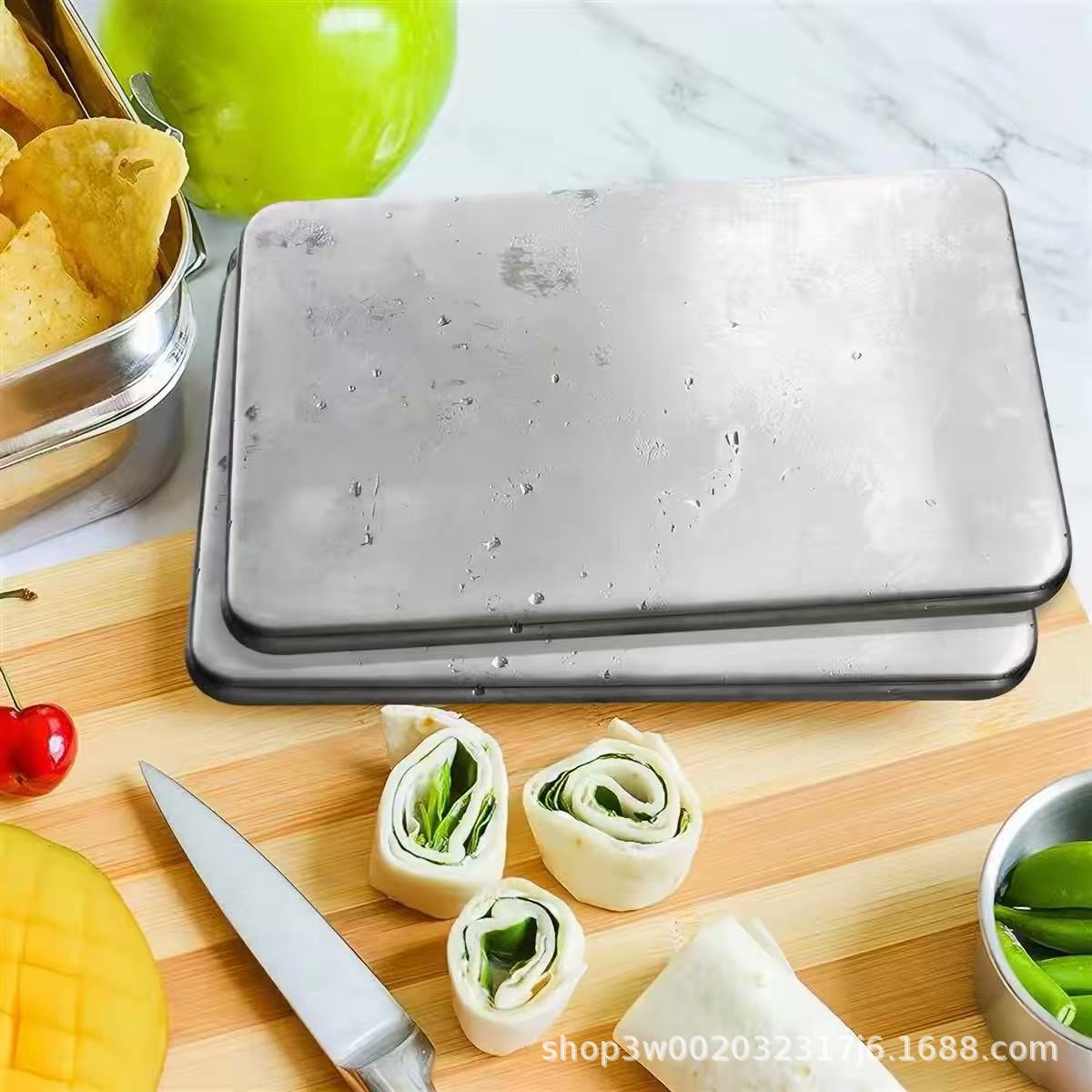 Cross-border new product: 304 stainless steel ice tray, portable cooling plate for outdoor picnics, food preservation tray, factory wholesale