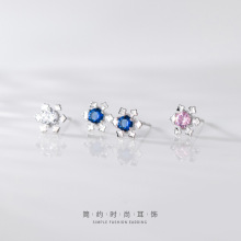s925纯银韩版小清新ins圣诞镶钻雪花耳钉简约淑女甜美耳饰批发