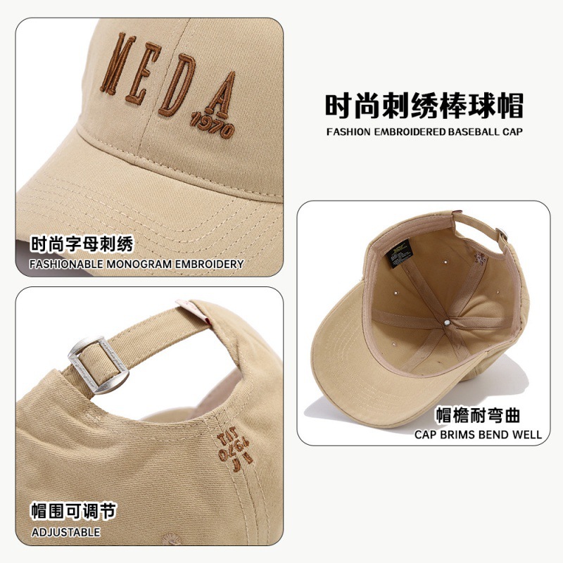 Nuevo sombrero de letras coreanas para mujeres primavera y verano simple bordado sombrero de béisbol para hombres versátil cara gorra de lengua de pato