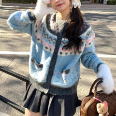 ネット赤同金フェア島セーター女性高級感秋冬新作レトロゆるい優しい風ニットカーディガンコート