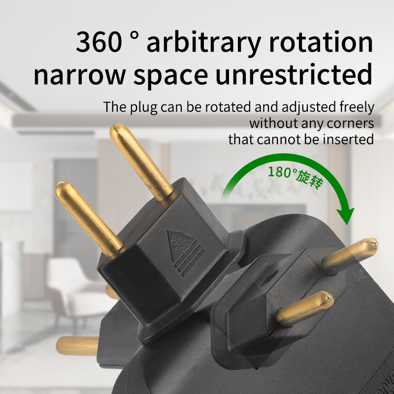 Enchufe redondo doble estilo europeo 180 grados giratorio uno a dos multifuncional USB carga TYPE-C conector de conversión
