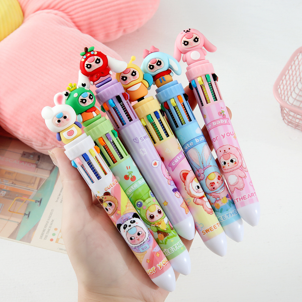 Muñeca de dibujos animados bolígrafo multicolor bolígrafo de dibujos animados bolígrafo de color bolígrafo de escritura estudiantil