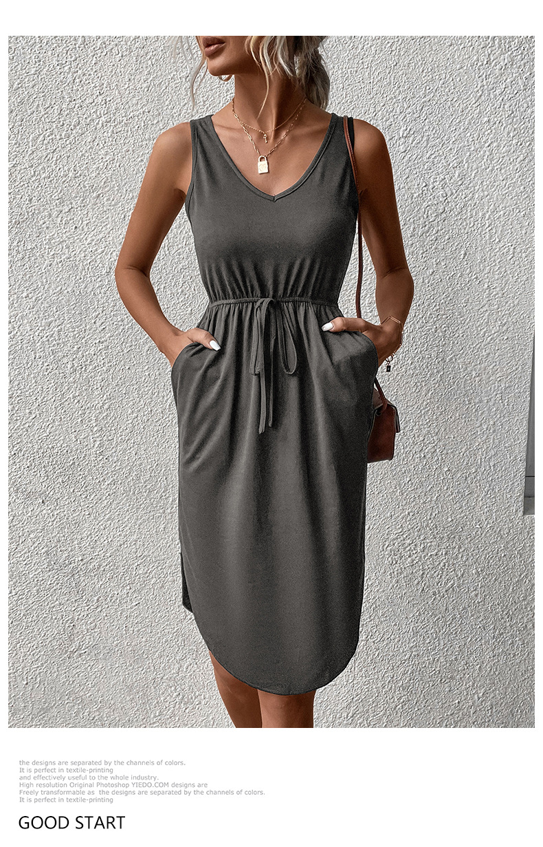 Summer Women Wear Sleeveless Casual Solid Color Dress 18 Summer Women Wear Sleeveless Casual Solid Color Dress