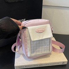 日系ins休闲少女小包包百搭斜挎包吧唧痛包谷子包手机包撞色设计