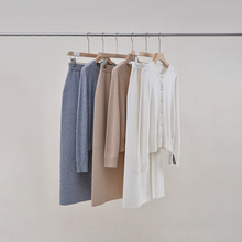 秋季爆款套装 100%纯羊毛针织开衫女单排扣外套A字裙显瘦半身裙25