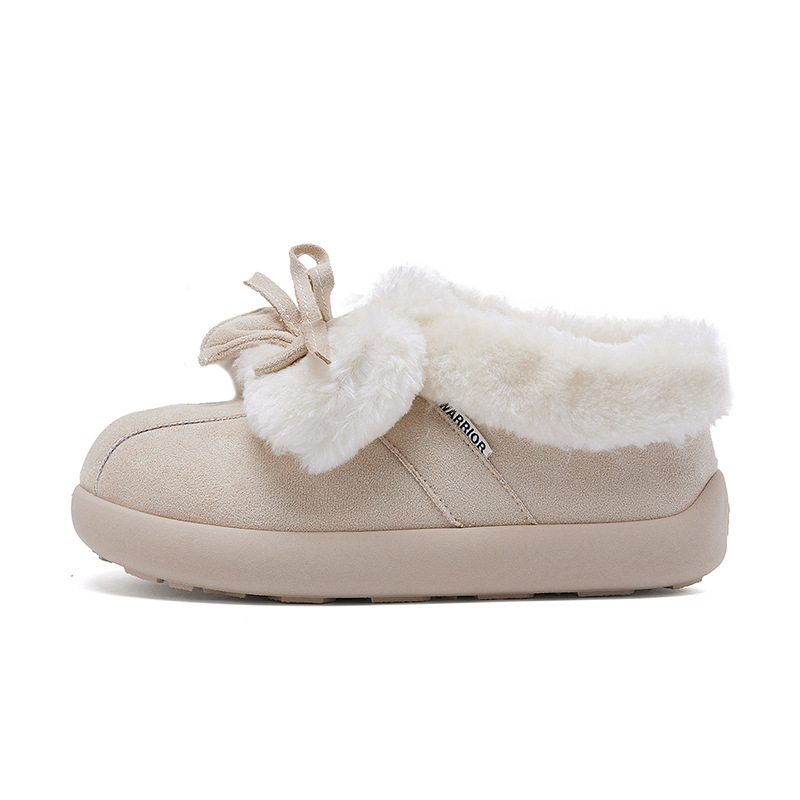 Huili nuevo arco botas de nieve zapatos de suela baja calentamiento de invierno zapatos de algodón para viajar zapatos de mujer de un pie