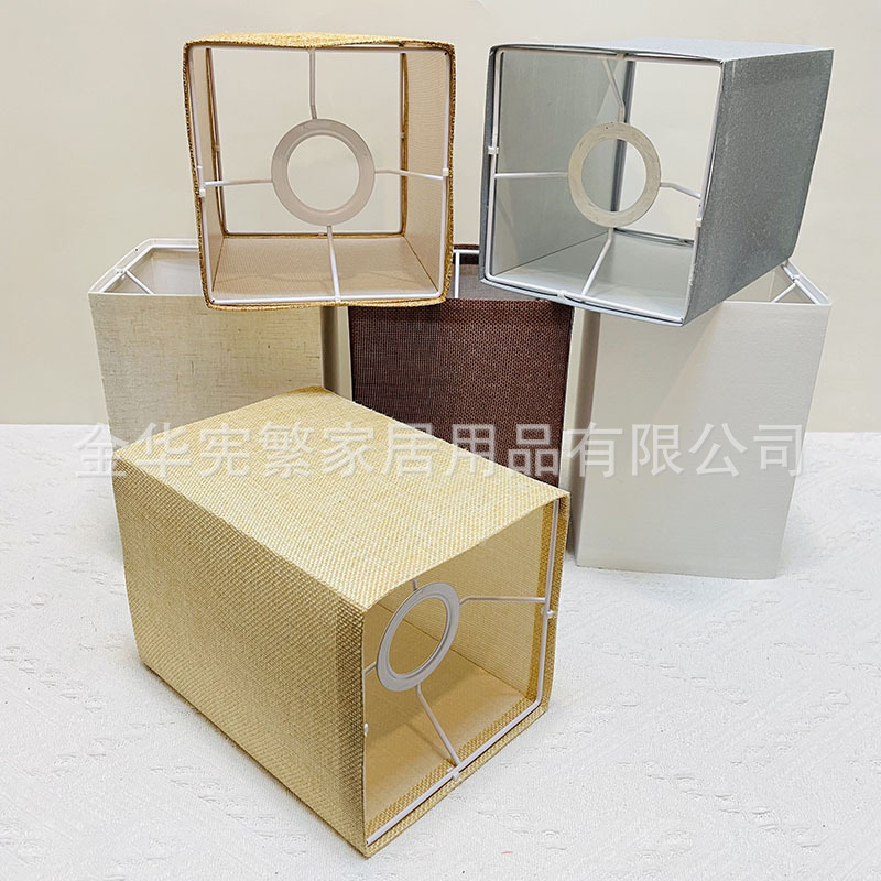 Nuevo estilo chino cuadrado lino lámpara cubierta KD accesorios de lámpara desmontables cama cama cubierta de lámpara cubierta decoración