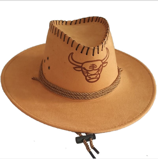 new pattern Tau Brown Suede knight West Cowboy hat camouflage Cloth cap Travel? Visor wholesale Straw hat