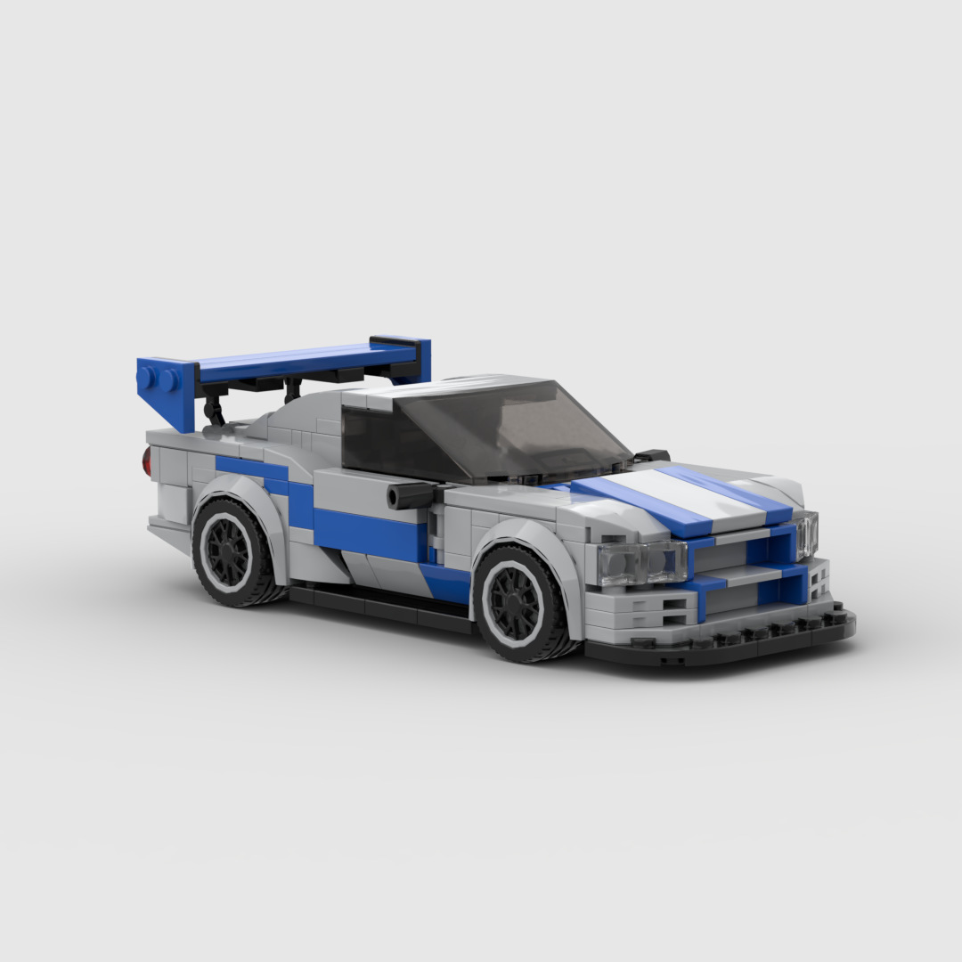 R34 Moc Compatible with Lego Gtr Racing Car Small Particle Puzzle Education Assembled Kidsren's Building Block Toys Cross-Border