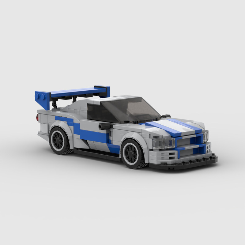 R34 Moc Compatible with Lego Gtr Racing Car Small Particle Puzzle Education Assembled Kidsren's Building Block Toys Cross-Border