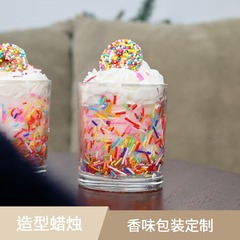 ドーナツ型誕生日香りキャンドルカラフルなシュガービーズクリームカップ装飾コーヒーデザートショップパーティー小道具