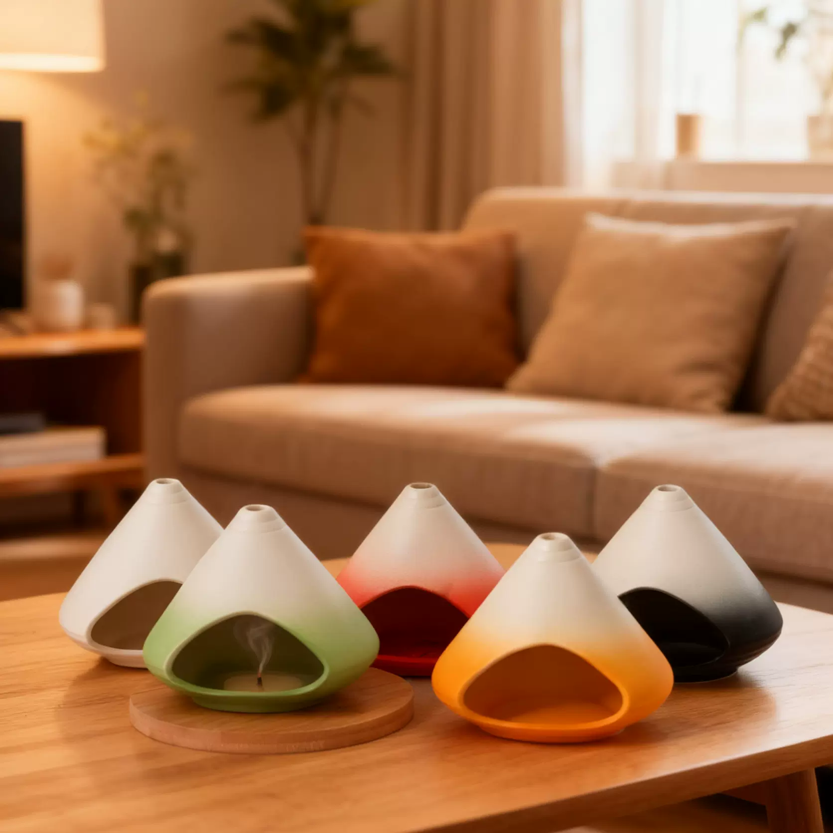 秘鲁圣木鼠尾草燃烧托盘烟囱支架陶瓷线香插香薰炉鼠尾草熏香炉