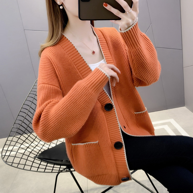Chanel Style Coat Spring and Autumn Contrast Color Knitted Cardigan Women's Single Breasted 2022 New Women's Loose Sweater for Women Chanel Style Coat Spring and Autumn Contrast Color Knitted Cardigan Women's Single Breasted 2022 New Women's Loose Sweater for Women